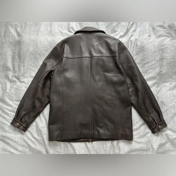 St. John's Bay Vintage Dark Brown 100% Leather Jacket - Picture 3 of 16